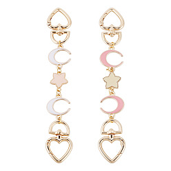 (52) Непрозрачная лаванда 2 шт. 2 цвета сплава белый и красный эмаль луна звезда сумка удлинитель цепи, с поворотными застежками сплава, золотые, разноцветные, 181 мм, 1 шт / цвет