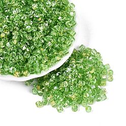 Lawn Green Transparent Colours Picasso Glass Beads, Column, Lawn Green, 4x3.5mm, Hole: 0.9~1mm, about 3461pcs/pound