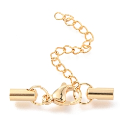 Золотой 304 удлинитель бордюрной цепи из нержавеющей стали, с концами шнура и защелками лобстера, золотые, 34 мм
