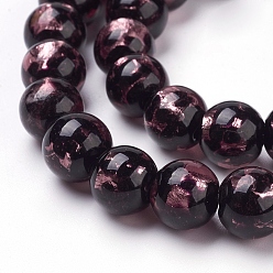 Фламинго Серебряная фольга из фольги, полька точка рисунок, круглые, фламинго, 10 мм, отверстие : 2 мм, 39 шт / нитка, 14.37 дюйм