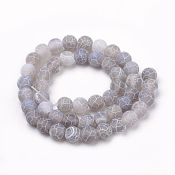 Thistle Natural Weathered Agate Beads Strands, Frosted, Dyed, Round, Thistle, 10mm, Hole: 1mm, about 38pcs/strand, 15.7 inch
