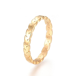Golden Ion Plating(IP) 304 Stainless Steel Finger Rings, Cobs Pattern, Golden, Size 5~9, 15~19mm