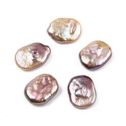 Coconut Brown Baroque Natural Keshi Pearl Beads, Freshwater Pearl, No Hole/Undrilled, Rectangle, Coconut Brown, 19~20.5x14~15x5.5~6mm