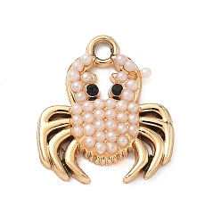 Краб Подвески из искусственного жемчуга, Сплав с поиска, краб, 19.5x17.5x3 мм, отверстие : 2 мм