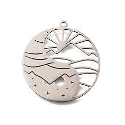 Нержавеющая Сталь Цвет 201 подвески из нержавеющей стали, лазерная резка, день и ночь и очарование инь-ян, цвет нержавеющей стали, 32x29.5x1 мм, отверстие : 1.6 мм