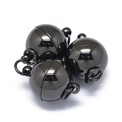 Черный Цвет Металла Стеллаж гальванический латунные магнитные застежки с петлями, сильный магнит n 45, с паяными кольцами, долговечный, круглые, металлический черный , 17x12 мм, отверстие : 3.5 мм, Кольцо: 5x0.5 mm