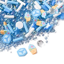 Небесно-голубой Кабошоны из полимерной глины ручной работы и пластиковые бусины для изготовления фурнитуры для бижутерии своими руками, разнообразные, голубой, 2~8x2~7x0.5~5.5 мм