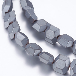 Non-magnetic Hematite Non-magnetic Synthetic Hematite Beads Strands, Faceted, Hexagon, 6x6x3mm, Hole: 1mm, about 71pcs/strand, 15.35 inch(39cm)