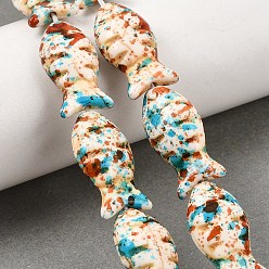 Sandy Brown Dyed Synthetic Turquoise Beads Strands, Fish, Sandy Brown, 24x12x7mm, Hole: 1~1.2mm, about 17pcs/strand, 14.96''(38cm)