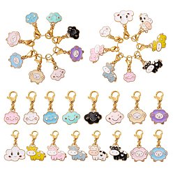 Овца Подвеска из сплава с эмалью, 304 подвески с застежкой-карабином из нержавеющей стали, для брелка, кошелек, украшение для рюкзака, овца, 24~29 мм, 16 шт / комплект