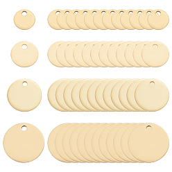 Золотой 120шт 4 стиль 201 подвески из нержавеющей стали с лазерной резкой, штамповка заготовок тегов, плоско-круглые, золотые, 6~12x1 мм, отверстие : 1.2~1.4 мм, 30 шт / стиль