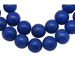 Blue Natural Mashan Jade Beads Strands, Dyed, Round, Blue, 4mm, Hole: 0.7mm, about 96pcs/strand, 15.5 inch