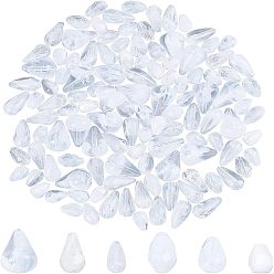 White 120Pcs 6 Style Acrylic Beads, Imitation Gemstone, Teardrop, White, 20pcs/style