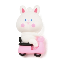 Кролик Пластиковые подвески в виде мультяшных животных, с железной платиной петлей, кролик, 50.5x28x22 мм, отверстие : 3 мм