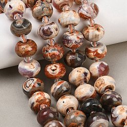 (224) Цвет бронзы Олимп внутри цвета Природные пожары треск агат бисер нитей, окрашенная и подогревом, рондель, с бисером, 14~15x9~10.5 мм, отверстие : 1~1.2 мм, около 27 шт / нитка, 15.08'' (38.3 см)