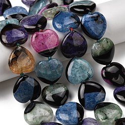 (52) Непрозрачная лаванда Природный агат бисер нитей, окрашенная и подогревом, сердце, разноцветные, 19~19.5x20x7~7.5 мм, отверстие : 1.8 мм, около 20 шт / нитка, 15.67~15.87'' (39.8~40.3 см)