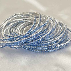 Свет Сапфира Теннисные браслеты из латуни со стразами, эластичные браслеты для женщин, квадратный, света сапфир, внутренний диаметр: 2-1/8 дюйм (5.25 см)