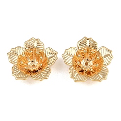 Настоящее золото 18K Шапочки и конусы для бусин, латунные, цветок, без никеля , реальный 18 k позолоченный, 16.5x17x5.5 мм, отверстие : 1 мм