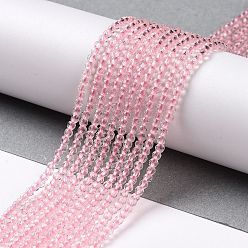 Flamingo Transparent Glass Beads Strands, Faceted Round, Flamingo, 2x2mm, Hole: 0.6mm, about 184pcs/strand, 14.49''(36.8cm)