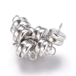 Платина Латунные магнитные застежки с петлями, плоско-круглые, платина, 11x7 мм, отверстие : 2 мм