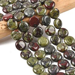 Кровь драконов Натуральный дракон яшма кровь бисер пряди, плоско-круглые, 15~15.5x6 мм, отверстие : 0.8~1 мм, около 26 шт / нитка, 15.55~15.71 дюйм (39.5~39.9 см)
