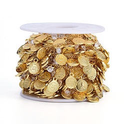 Настоящее золото 18K Латунные цепочки ручной работы, пайки, с плоской круглой подвеской, очистить кубический цирконий и катушку, долговечный, реальный 18 k позолоченный, 1.5x1 мм, около 32.8 футов (10 м) / рулон