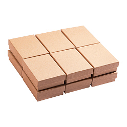 Tan Kraft Cotton Filled Cardboard Paper Jewelry Set Boxes, for Ring, Necklace, with Sponge inside, Rectangle, Tan, 9x7x3cm, Inner Size: 8.5x6.4x1.7cm