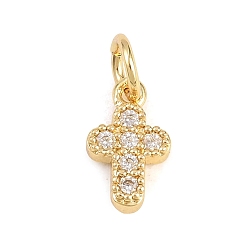Прозрачный Латунные микро проложить кубического циркония подвески, крест прелести, без кадмия и без свинца, реальный 18 k позолоченный, прозрачные, 10x6x2 мм, отверстие : 3.5 мм