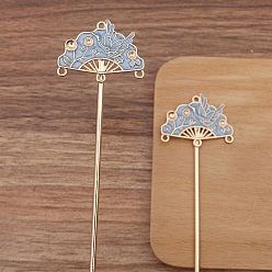 Aqua Alliage de style ancien avec bâton de cheveux en émail, pour accessoire de bijoux à bricoler soi-même, fan, Aqua, 120mm, 10 pièces / kit