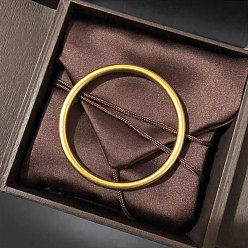 Настоящее золото 18K Простые браслеты из нержавеющей стали для женщин, реальный 18 k позолоченный, внутренний диаметр: 2-3/8 дюйм (6 см)