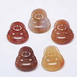 Красный Агат Натуральный сердолик / красные агатовые подвески, Майтрейя, 26~27x24~26x8~9 мм, отверстие : 1 мм