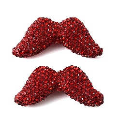 Рубин Ручной полимерной глины шариков Rhinestone, усы, рубин, 17x36.5x8.5 мм, отверстие : 1.5 мм