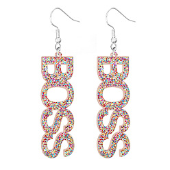 Разноцветный Украшения феминизма, акриловые серьги болтаться, с платиновым покрытием серьги железа крючки, слово, красочный, 70 мм