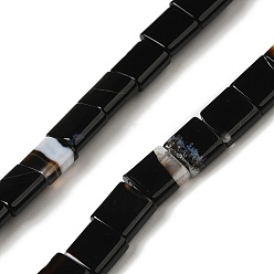 (946F)Морозный цвет внутри  Жонкиль / Непрозрачная зеленая подкладка Натуральный черный агат бисер нитей, 2-луночное, окрашенная и подогревом, прямоугольные, 5.5~6x5x2.5 мм, отверстие : 0.9 мм, около 69~70 шт / нитка, 15.12~15.2 дюйм (38.4~38.6 см)