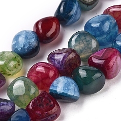 (52) Непрозрачная лаванда Природный агат бисер нитей, упавший камень, окрашенная и подогревом, самородки, разноцветные, 8~16x9~13x9~12, мм, отверстие : 1.4 мм, около 36~42 шт / нитка, 14.96 дюйм (38 см)