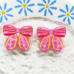 Ярко-Розовый Прозрачные акриловые подвески-бабочки, ярко-розовый, 39x34 мм