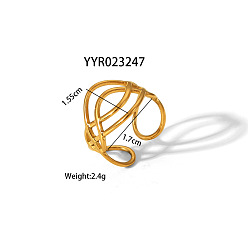 Настоящее золото 18K 304 Кольца-манжеты из нержавеющей стали, модные украшения для женщин, модная заявка, реальный 18 k позолоченный, внутренний диаметр: 17 мм