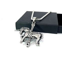 Нержавеющая Сталь Цвет Подвеска из нержавеющей стали в виде единорога, хип-хоп, панк, ожерелья для мужчин и женщин, цвет нержавеющей стали