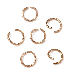 Розовое Золото 304 кольца прыжок из нержавеющей стали, круглые кольца, открытые кольца прыжок, розовое золото , 10x1 мм, внутренний диаметр: 7.7 мм