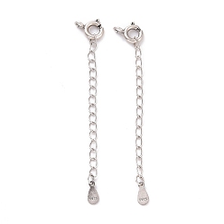 Античное Серебро 925 удлинители цепи из стерлингового серебра, с пружинными застежками и подвесками, слеза, античное серебро, 60x5.8 мм, отверстие : 1.6 мм