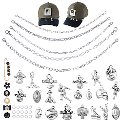 (52) Непрозрачная лаванда Наборы для изготовления брошей своими руками, включая подвески и броши из сплава., 304 Цепочки из нержавеющей стали и латунные соединительные кольца, разноцветные, 6x1 мм, внутренний диаметр: 4 мм