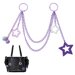 Лиловый Акриловая звезда подвеска железная цепочка сумка декоративные цепи, с застежками-брелками из сплава, сирень, 167~335 мм