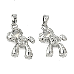 Платина Латунные подвески, лошади прелести, стойки покрытие, долговечный, платина, 19x13x5 мм, отверстие : 4x2 мм