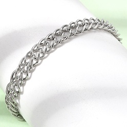Stainless Steel Color 6.5MM 304 Stainless Steel Double Link Chain Bracelets for Women Men, Tarnish Free, Stainless Steel Color, 6.77 inch(17.2cm)