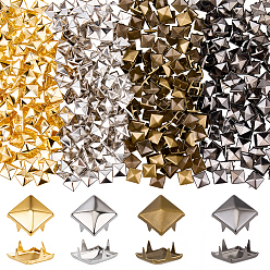 (52) Непрозрачная лаванда 500шт. 4 цвета латунные шпильки заклепки, для поделки из кожи, квадратный, разноцветные, 10x10x3~5 мм, 125 шт / цвет