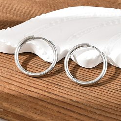 Нержавеющая Сталь Цвет Устойчивые к потускнению 202 серьги-кольца Huggie Hoop из нержавеющей стали, гипоаллергенные серьги, с 316 хирургическим стержнем из нержавеющей стали, цвет нержавеющей стали, 12 датчик, 20x21x2 мм, штифты : 1 мм, внутренний диаметр: 16 мм