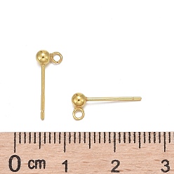 Golden 925 Sterling Silver Ear Stud Findings, Earring Posts with 925 Stamp, Golden, 14mm, head: 6x3mm, Hole: 1mm, Pin: 0.7mm