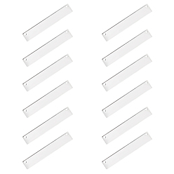 Silver Brass Pendants, Rectangle, Silver, 6x35x0.8mm, Hole: 1mm, 20pcs/box