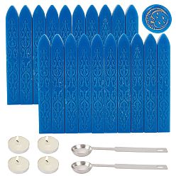 Royal Blue DIY Scrapbook Kits, Including Candle, Stainless Steel Spoon and Sealing Wax Sticks, Royal Blue, 9x1.1x1.1cm, 20pcs