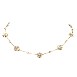 Golden Non-magnetic Synthetic Hematite Beads Necklace, Brass Cable Chains, Golden, 16.65 inch(42.3cm)